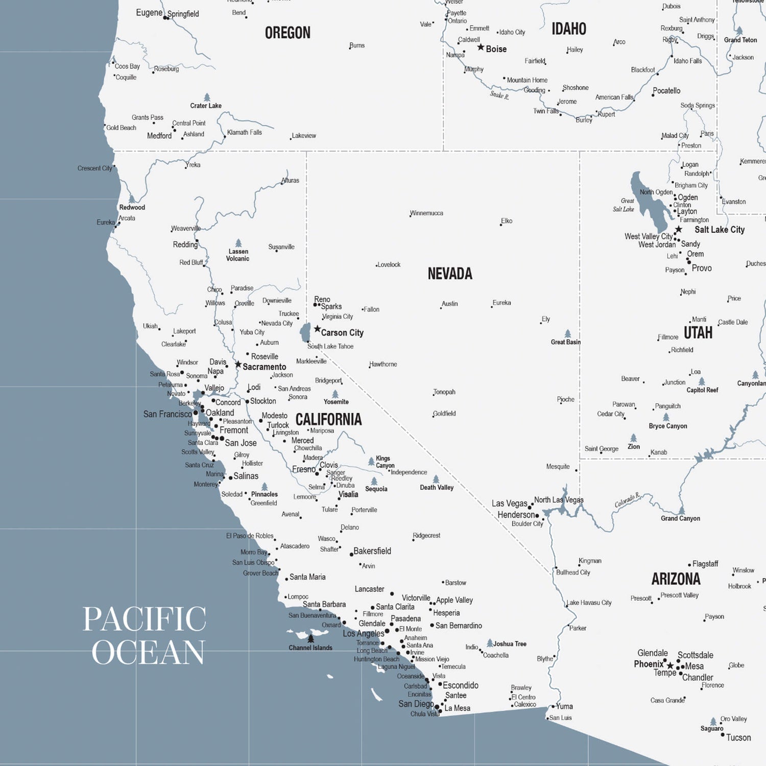 The image is a detailed map of the Pacific Ocean, showing the coastline, major cities, and bodies of water surrounding the region.
