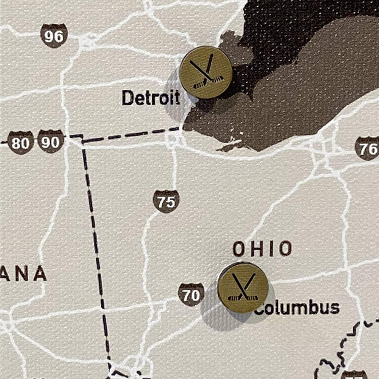 a map with a bunch of buttons on it