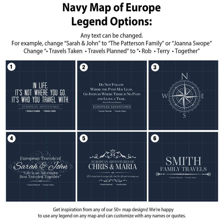 Navy Map of Europe Legend Options