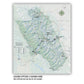 The image is a detailed map of a mountainous region, likely a national park or wilderness area. It shows various landmarks, trails, and points of interest within the region. The map is labeled with legend options and does not include any specific information about a quote or legend. The image is a collage of multiple images, and the text indicates that this option has no quote or legend.