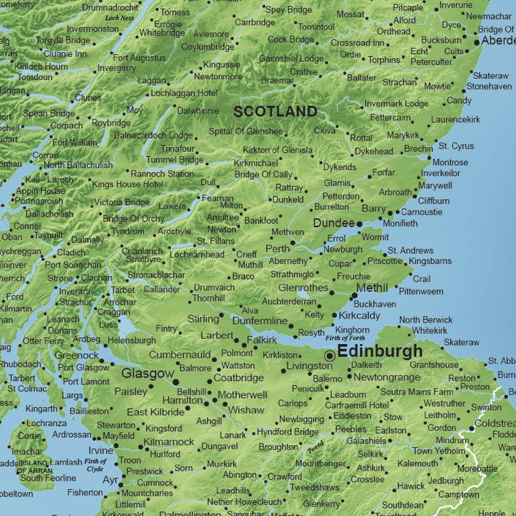 a map of scotland with all the major cities