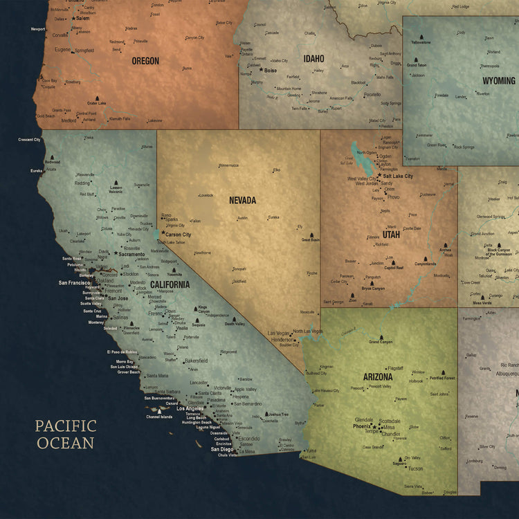 The image is a detailed map of the Pacific Ocean, showing the various regions and states of the United States.
