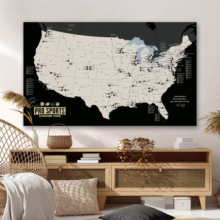 a map of the united states on a wall