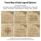 The image is a travel map of Italy with various options for customizing the map based on different themes or destinations.
