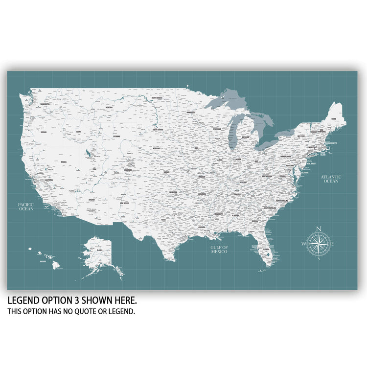 The image is a detailed map of the United States, showing various regions, cities, and geographical features.
