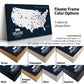 The image is a collage of different framed color options for a map of the United States, with a focus on the College Football Tour.