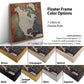 The image is a collage of different colored framed maps of North America, showcasing various frame options and color choices.