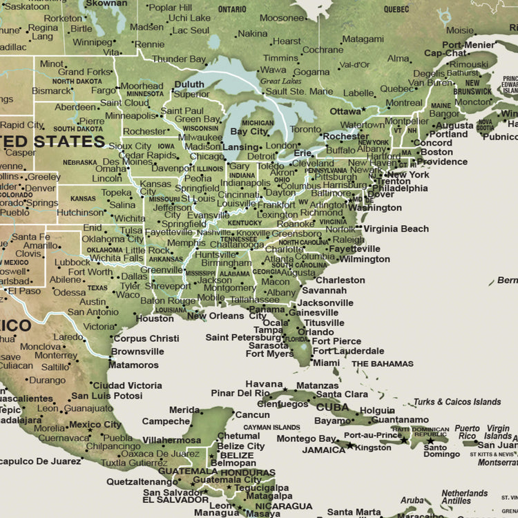 a map of the united states with major cities