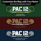 The image is a collage of three different football-themed graphics, each with a unique color scheme and design. The graphics feature the text "PAC 12 FOOTBALL" and "STADIUM TOUR" along with football helmets, suggesting they are promotional materials for a football-related event or tour.