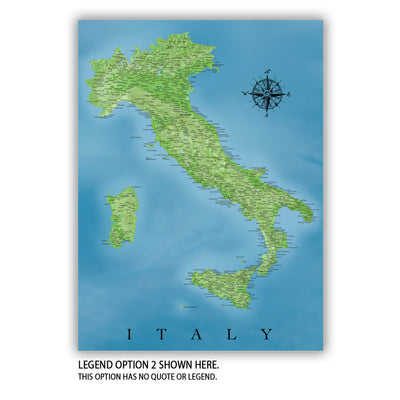 The image is a detailed map of Italy, showing the country&