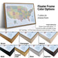 The image is a collage of different colored frames surrounding a map of the United States. The frames come in various colors, including brown, champagne, natural, antique, black, gold, silver, and espresso. The map of the United States is displayed in each frame, showcasing the different frame colors and their corresponding map of the country.