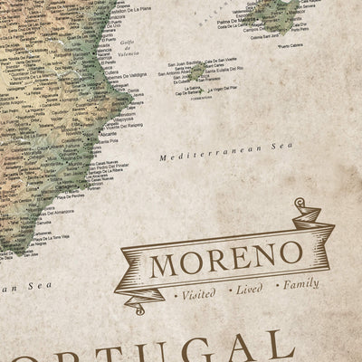 The image is a map of Portugal, with the name "Moreno" prominently displayed in the center.