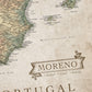 The image is a map of Portugal, with the name "Moreno" prominently displayed in the center.