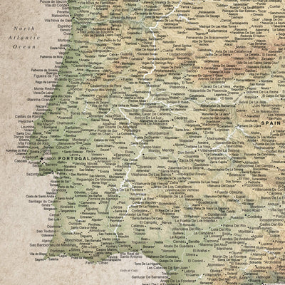 The image is a detailed map of Portugal, showing various cities, towns, and geographical features.