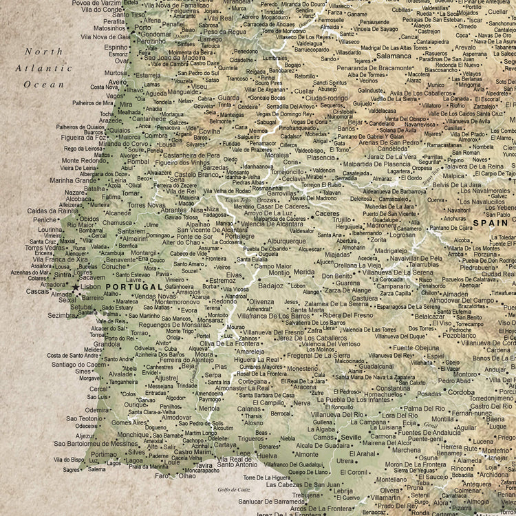 The image is a detailed map of Portugal, showing various cities, towns, and geographical features.