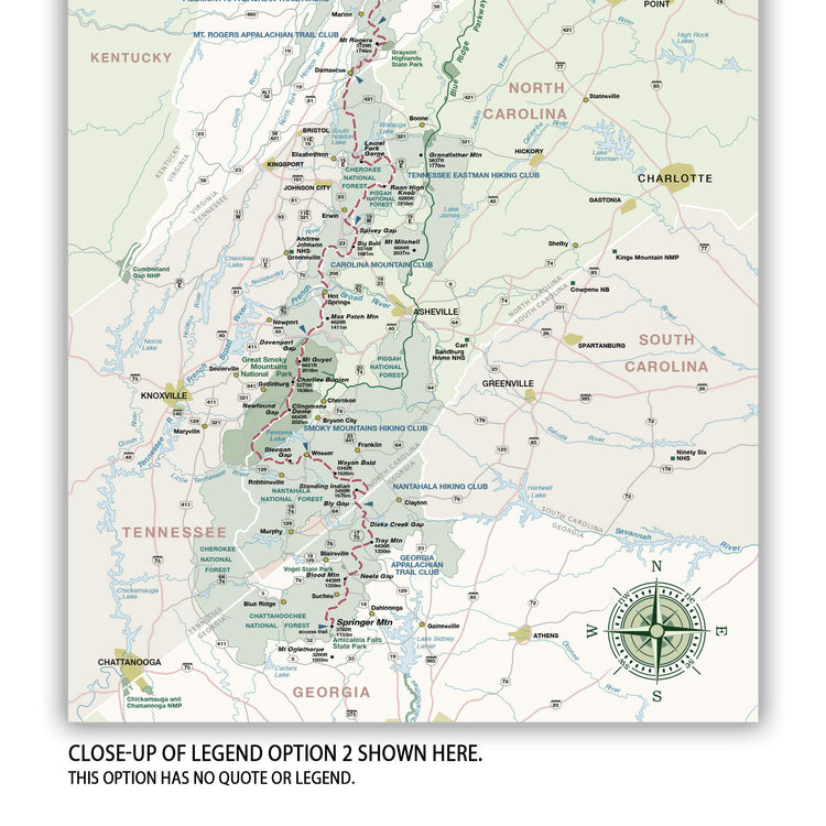 The image is a detailed map of the Southeast region, showing various locations such as Kentucky, North Carolina, Georgia, and South Carolina. It includes roads, landmarks, and geographical features, providing a comprehensive overview of the area.