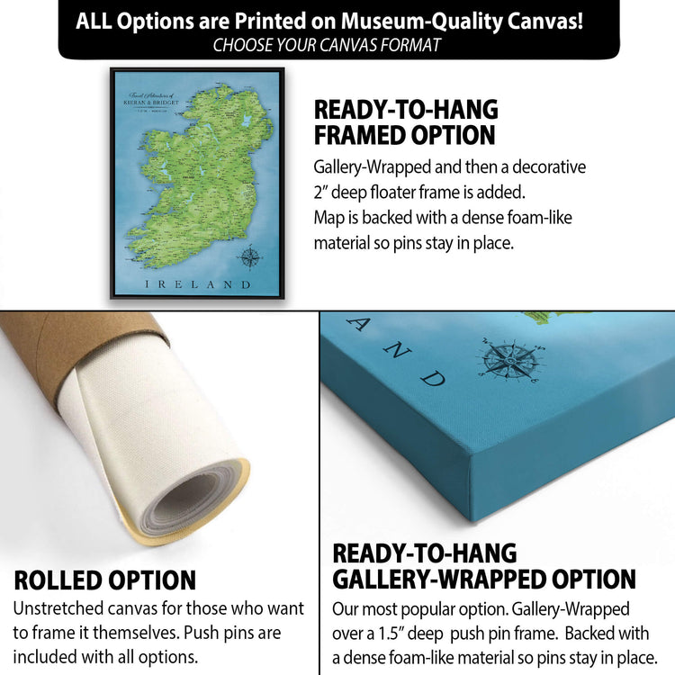 a picture of a map and a picture of a canvas