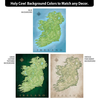 three different background colors that can be used to match any decor, including a blue background, a green background, and a vintage background.