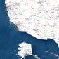 The image is a detailed map of the United States, showing the major cities, roads, and geographical features.