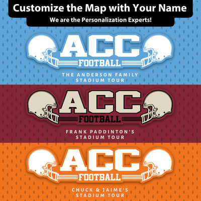 The image is a collage of three different football-themed banners, each with a unique color scheme and design. The banners feature the text "ACC FOOTBALL" and "FRANK PADDINGTON&