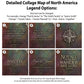 a flyer for a college map of north america