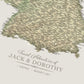 The image is a map titled "Travel Adventures of JACK & DOROTHY" with a bucket list theme, featuring a list of places that the person has visited.
