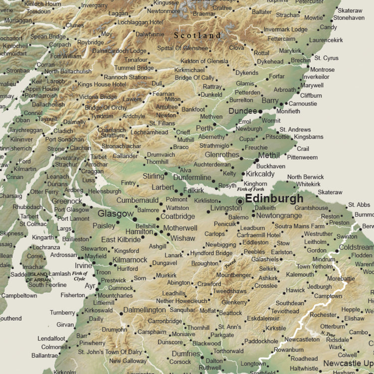 a map of edinburgh showing the major cities