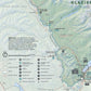 The image is a detailed map of Glacier National Park, showing various trails, campsites, and landmarks within the park.