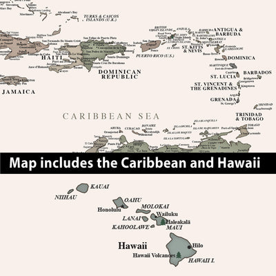 The image is a map that includes the Caribbean and Hawaii.