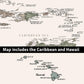 The image is a map that includes the Caribbean and Hawaii.