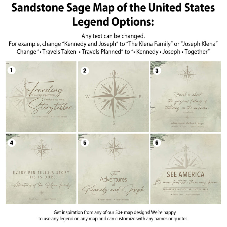 a map of the united states with a compass on it