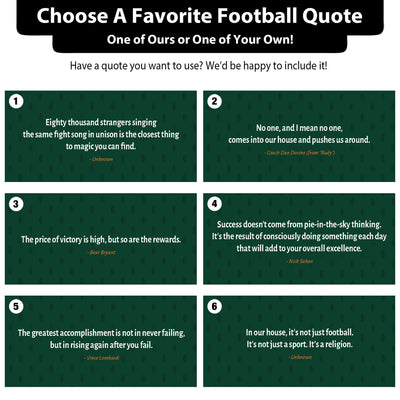 a green and black poster with the words choose a favorite football quote