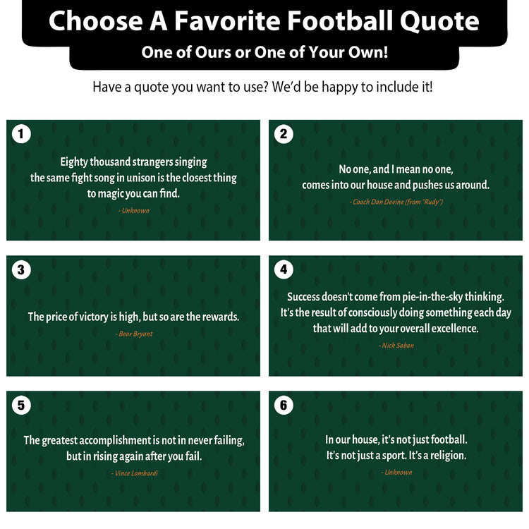 a green and black poster with the words choose a favorite football quote