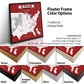 The image is a collage of various framed pictures, each with different frame colors and styles. The collage is titled "Floater Frame Color Options" and includes a map of the United States with football players. The collage features a range of frame colors, including brown, champagne, natural, antique, gold, silver, and espresso. The collage is designed to showcase the different frame options available for a framed picture.