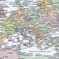 The image is a map of Europe, showing the countries and their borders, with various colors representing different regions or countries.