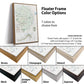 a variety of different colored floating frame options for a map, with the map itself being a detailed and colorful representation of a region.