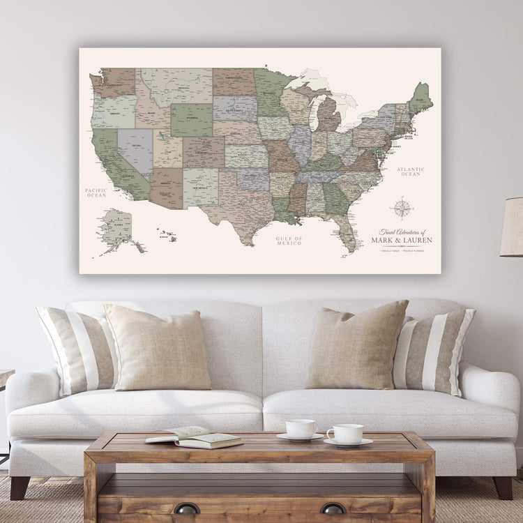 a living room with a couch and a coffee table