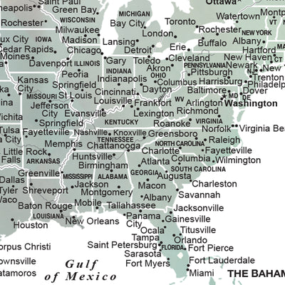 The image is a map of the United States, showing various cities and states in different colors.