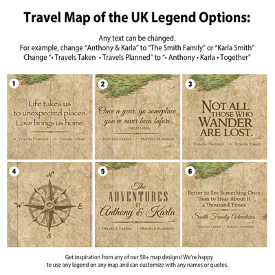 a set of four travel maps with the names of the locations