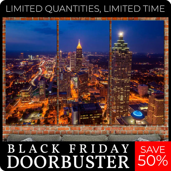 Atlanta Brite Night Skyline on Canvas - 24x48 set or 40x24 single