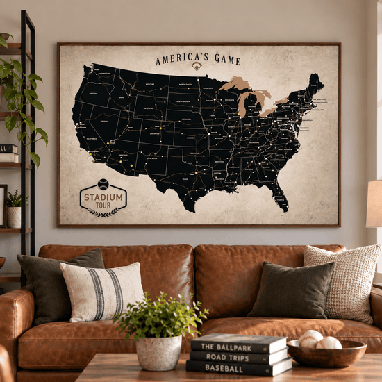 Executive Baseball Stadium Tour Push Pin Map