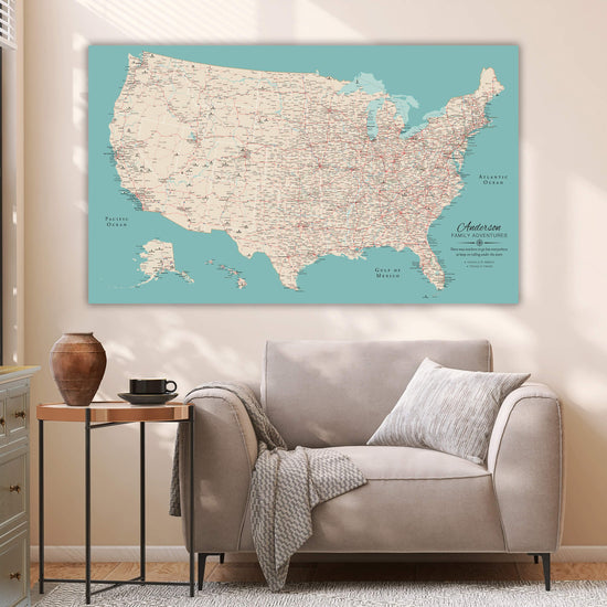 Classic Highway and Interstate USA Map - Single Panel
