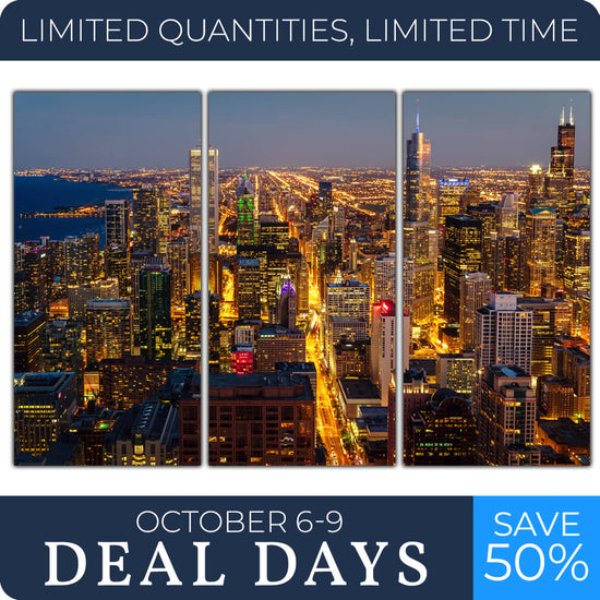 Chicago Skyline - Magnificent Mile Wall Art - Set of 3 24"x48"