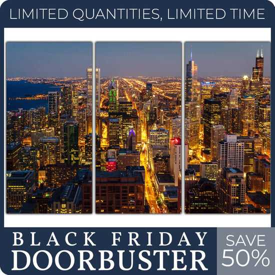 Chicago Skyline - Magnificent Mile Wall Art - Set of 3 24"x48"