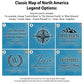 Classic Map of North America Push Pin Map