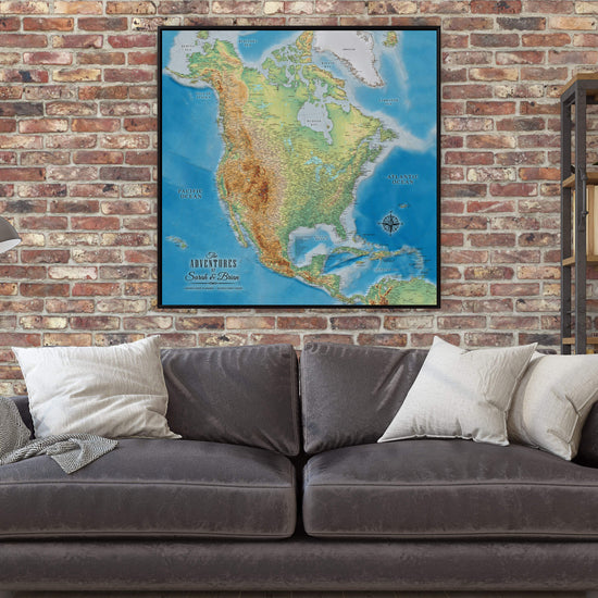 Classic Map of North America Push Pin Map