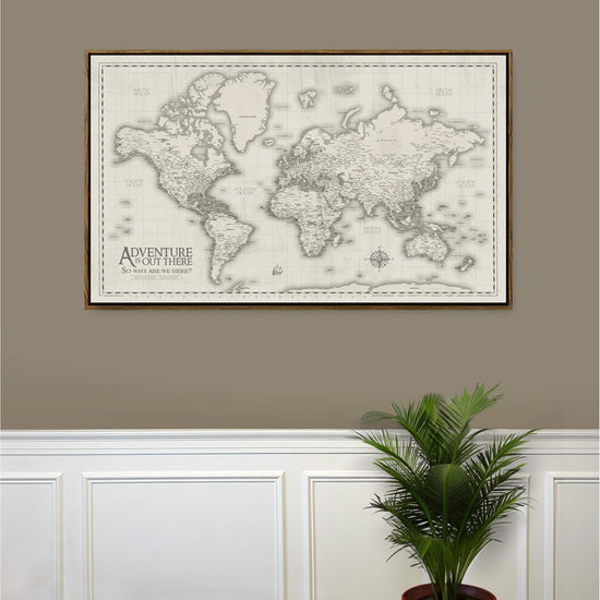 Cream World Push Pin Travel Map