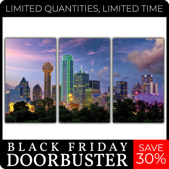 Dallas Skyline on Canvas - set of 3