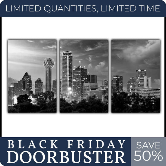 Dallas Skyline on Canvas - 16" x 24" set of 3