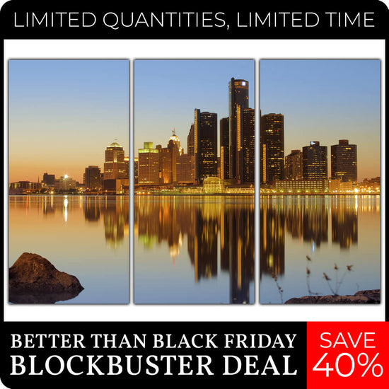 Detroit Skyline Wall Art - 24x48 set